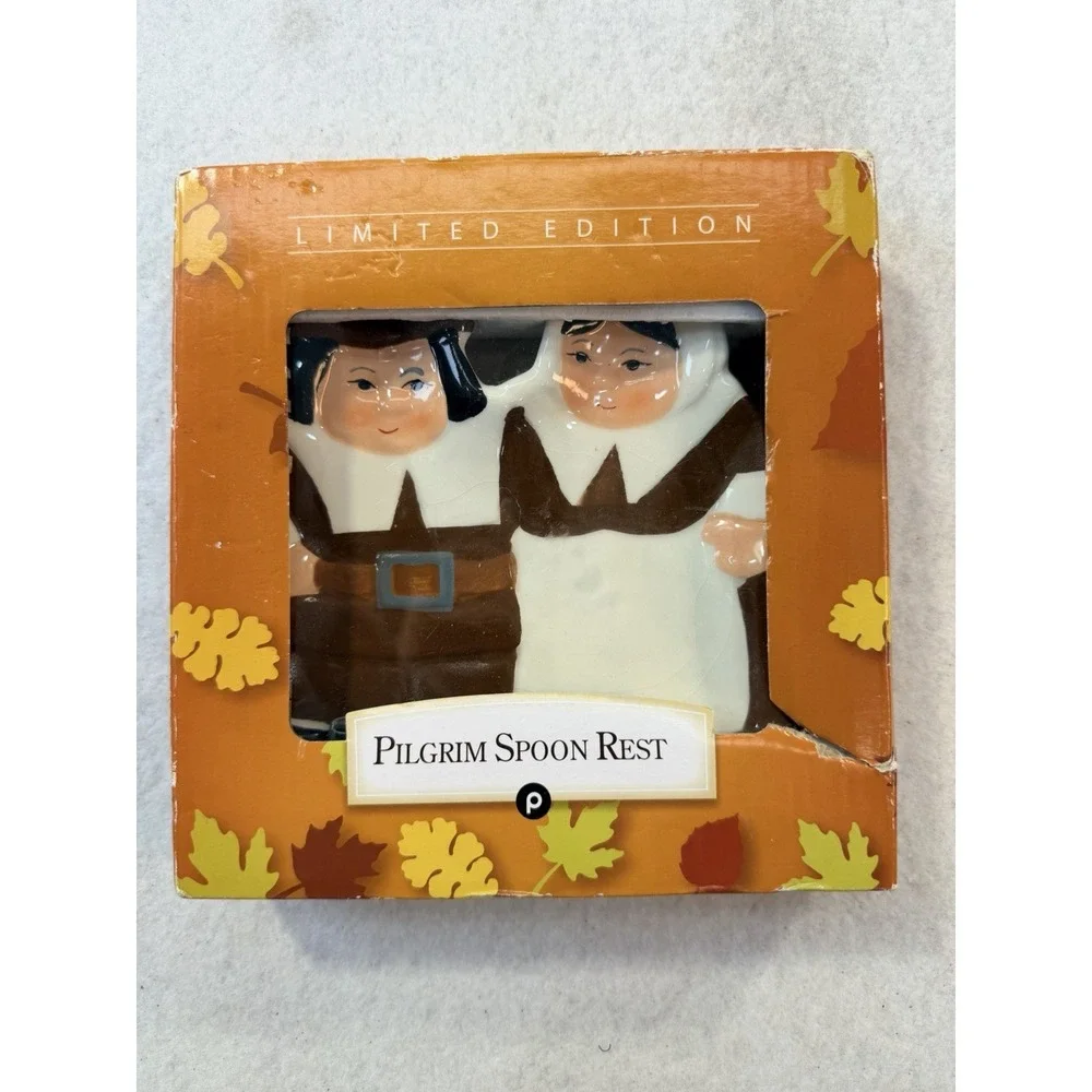 Publix 2018 Limited Edition‎ Pilgrim Ceramic Spoon Rest W/ Box Thanksgiving READ